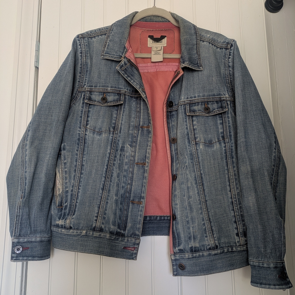 L.L. Bean Vintage Blue Denim Jacket with Pink Lining